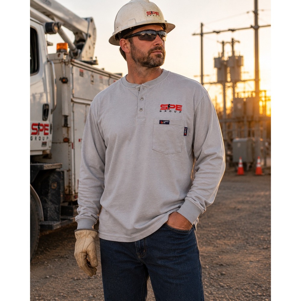 Lapco FR Flame Resistant Henley Shirt L Gray CAT 2 NFPA 2112 70E ATPV 8.9